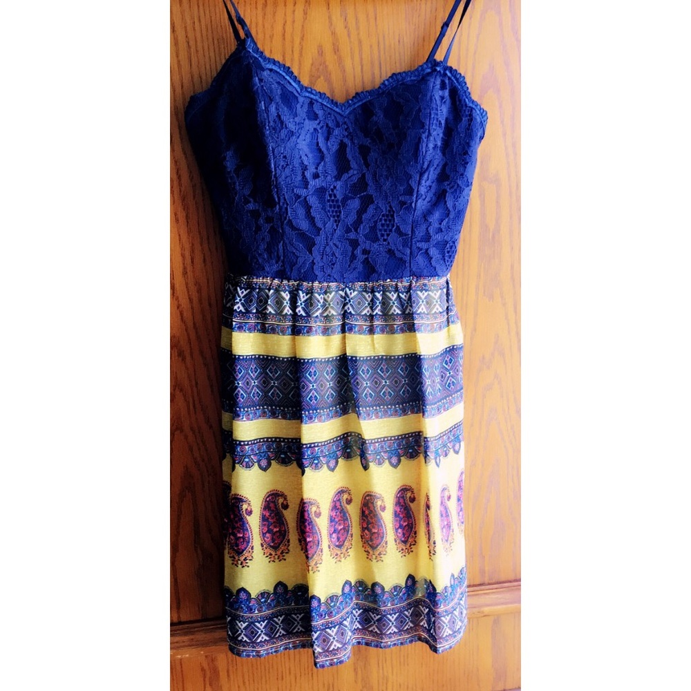 Beautiful Blue and Gold Paisley Dress
